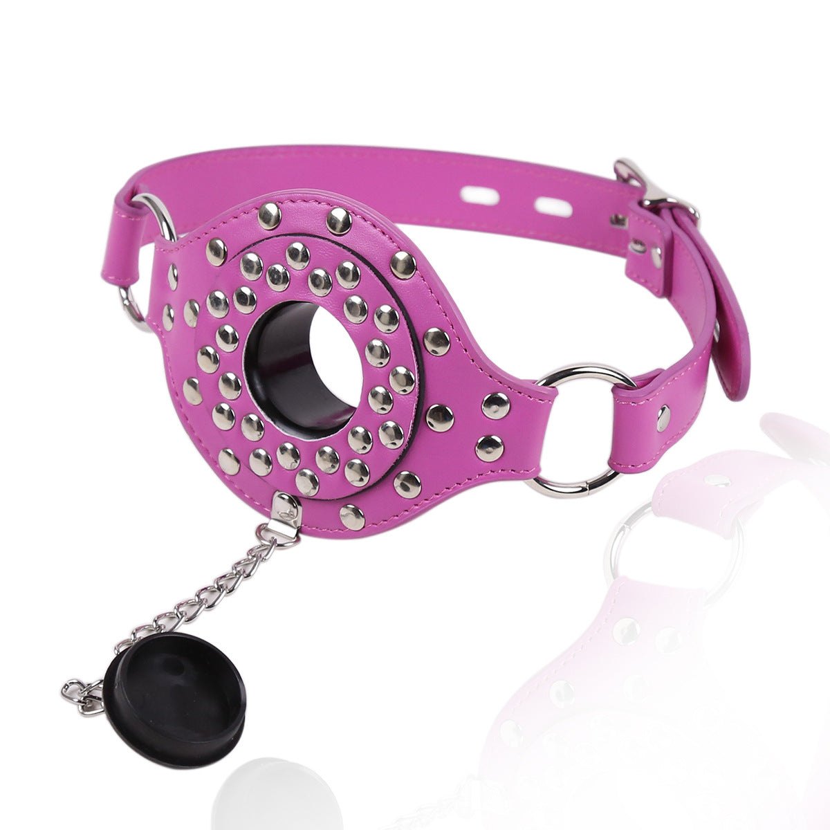 Leather ball gag with chain mouth plug, photo 3