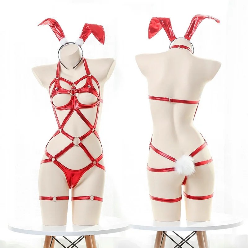 Leather strappy bunny bodysuit set, photo 10