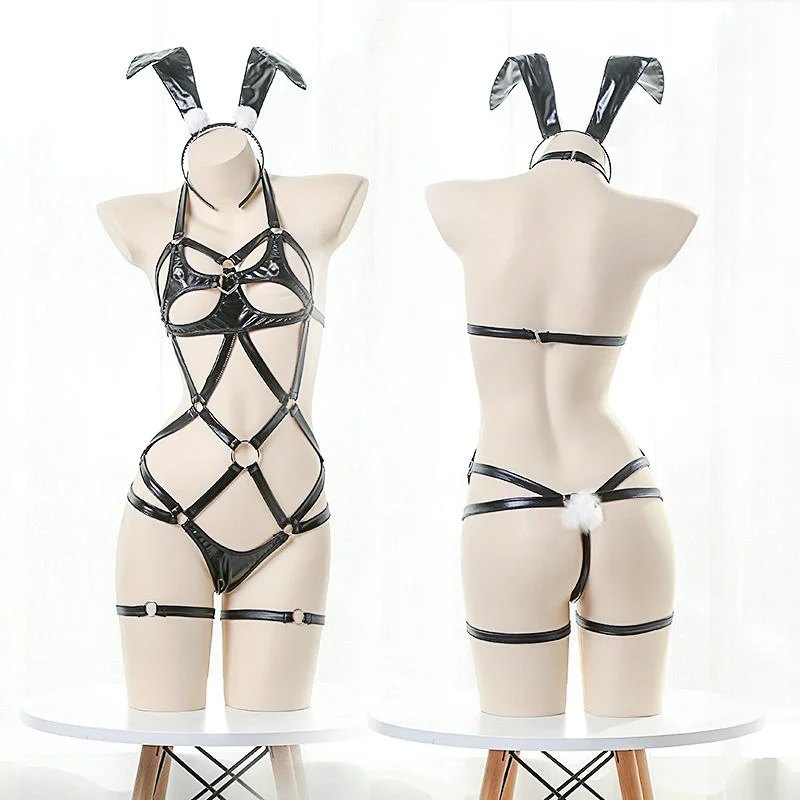 Leather strappy bunny bodysuit set, photo 11