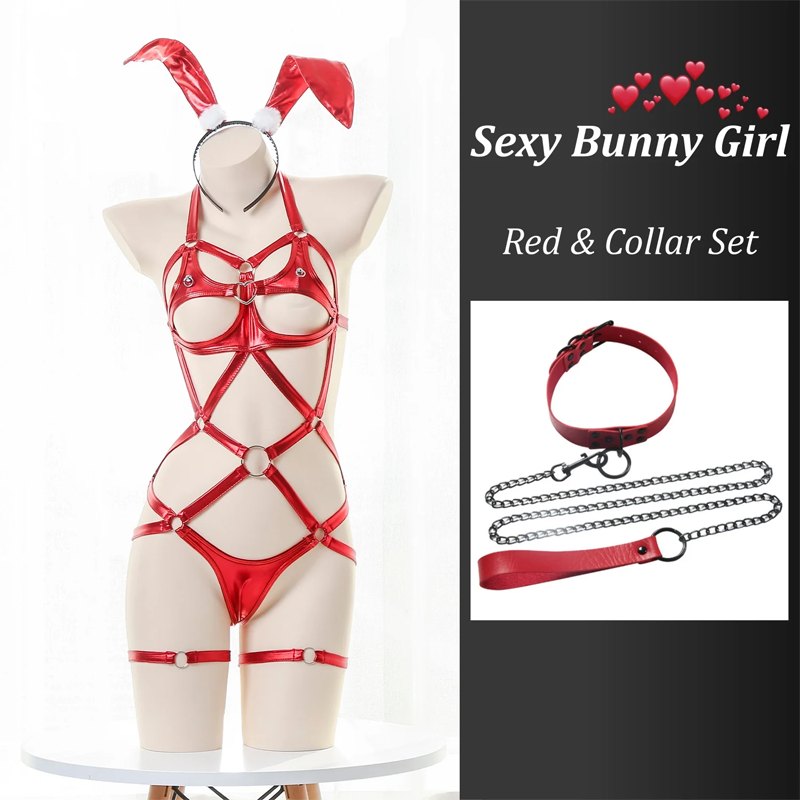 Leather strappy bunny bodysuit set, photo 12