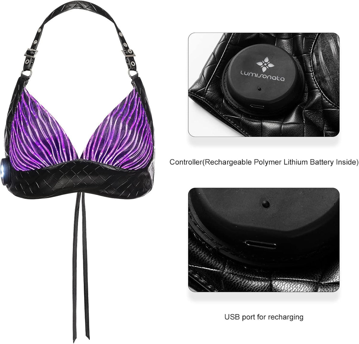 Led color changing glowing bra costume, photo 5