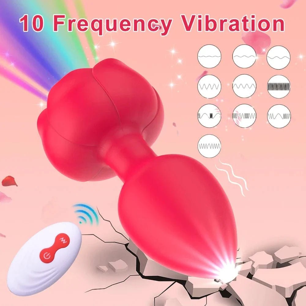 Rose-shaped LED anal plug vibrator, photo 2