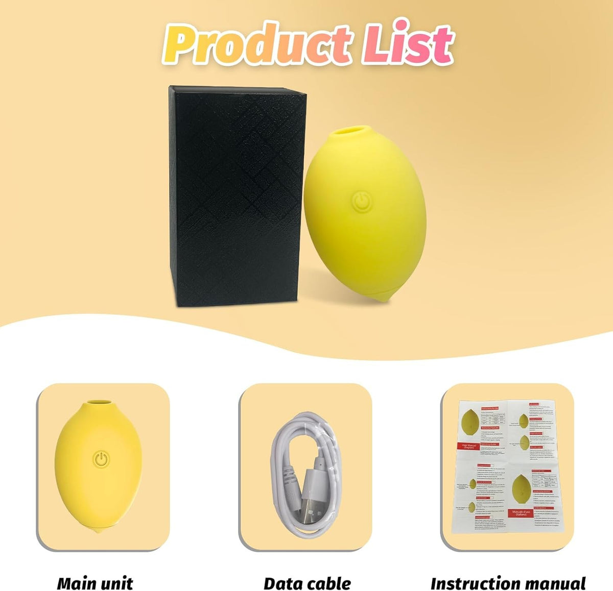 Yellow lemon shaped clitoral suction vibrator, photo 5