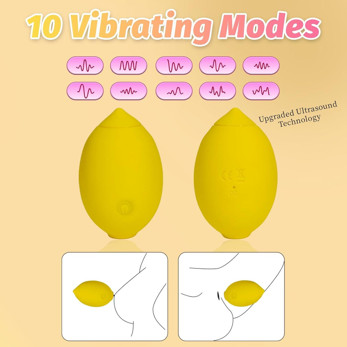 Yellow lemon shaped clitoral suction vibrator, photo 7