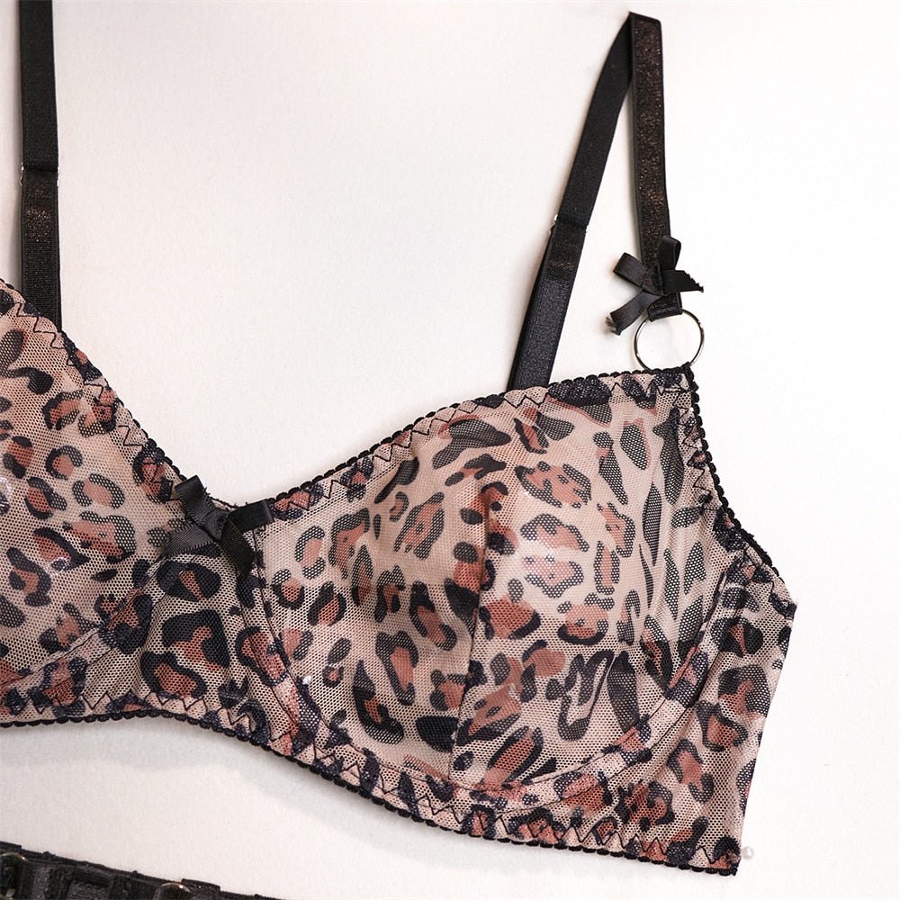 Leopard print harness mesh bra set, photo 10