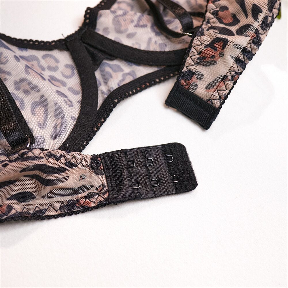 Leopard print harness mesh bra set, photo 12