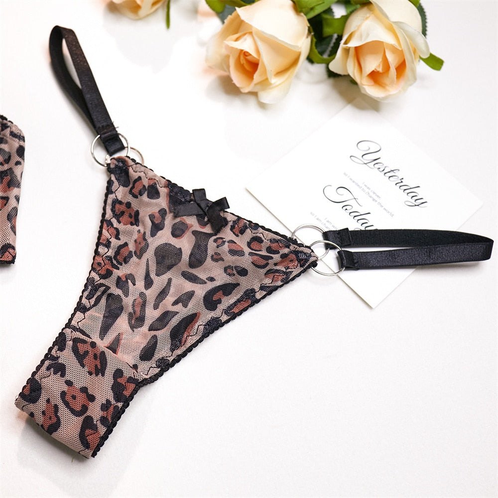Leopard print harness mesh bra set, photo 9