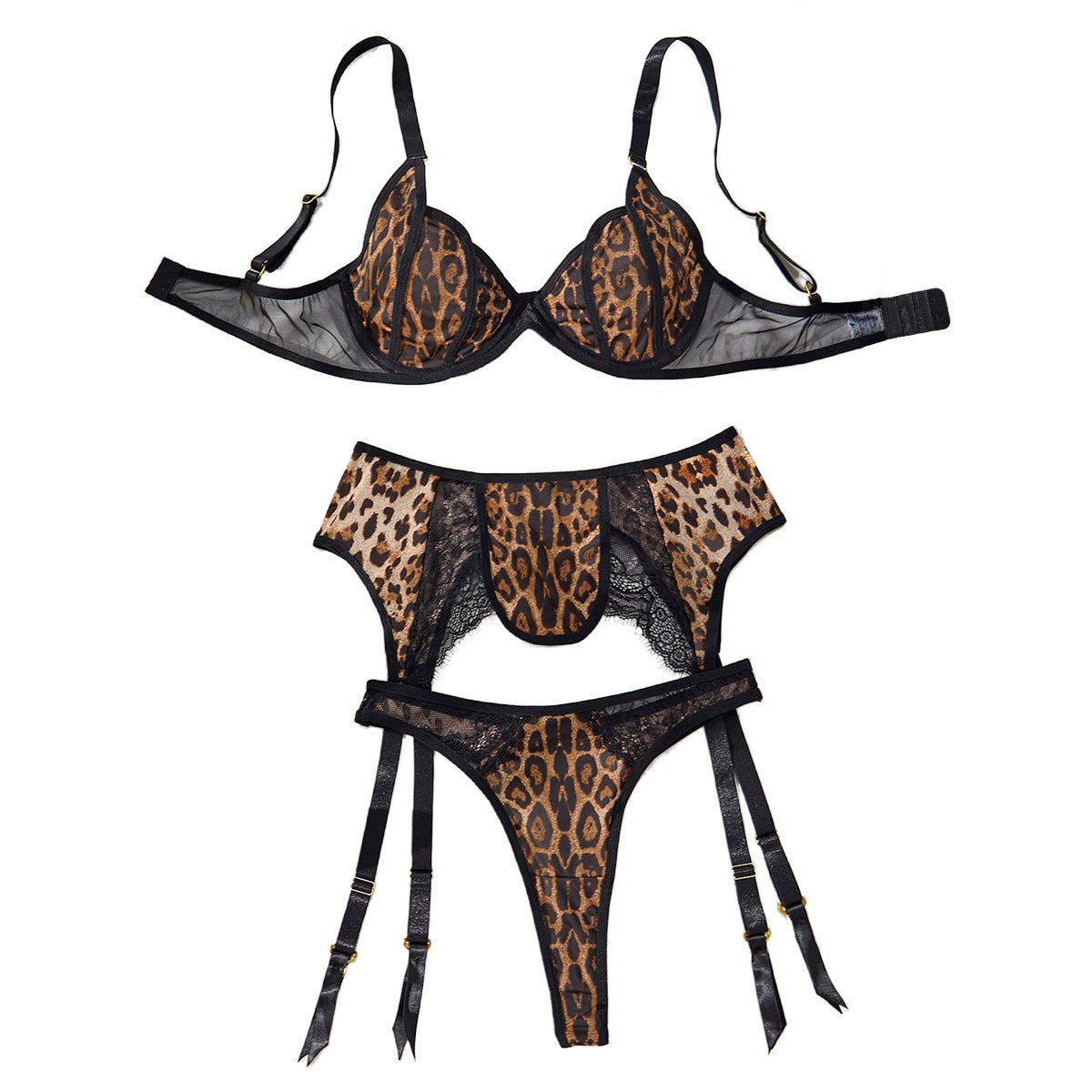 Leopard print lace garter belt set, photo 4