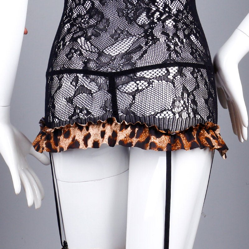 Leopard print zipper suspender bodysuit set, photo 9