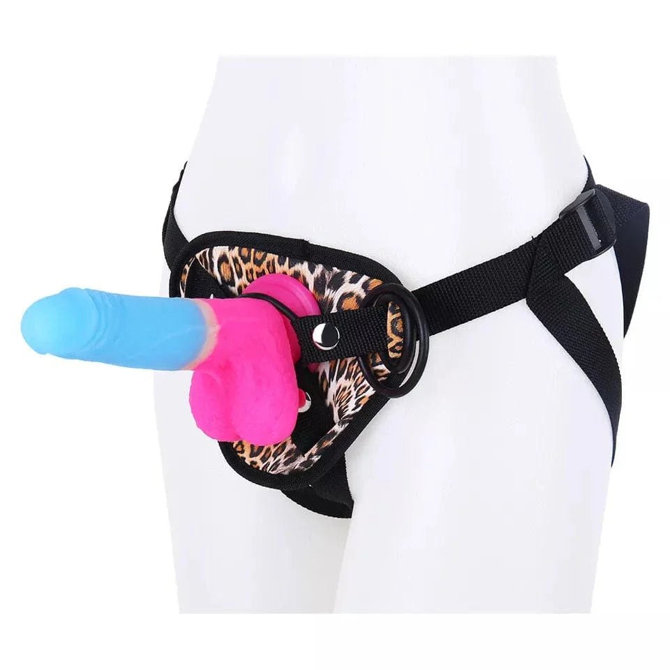 Leopard print strap-on harness dildo, photo 1
