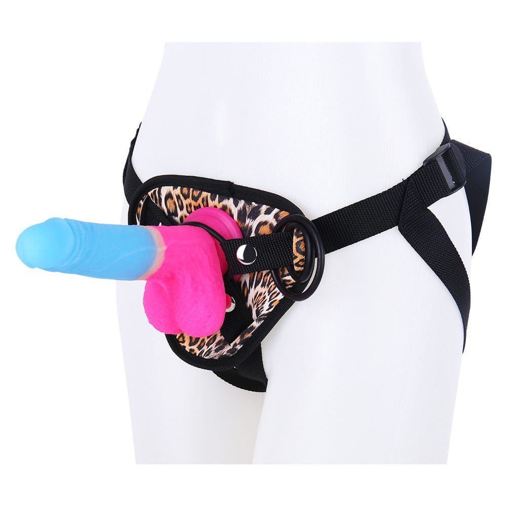 Leopard print strap-on harness dildo, photo 9