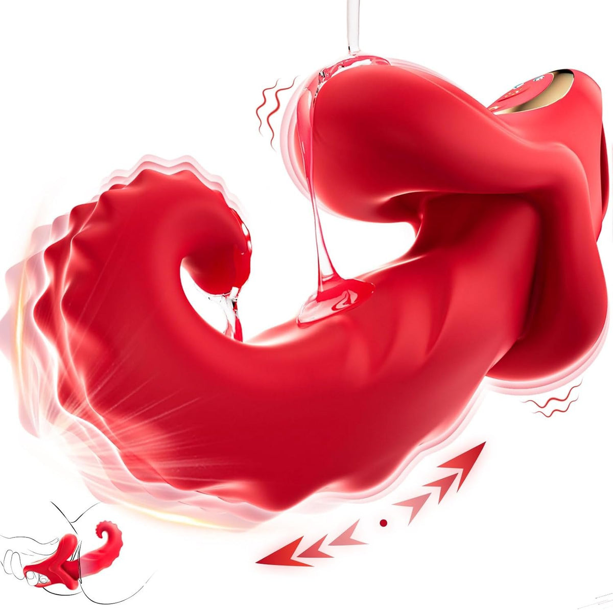 Red silicone rabbit vibrator, photo 1
