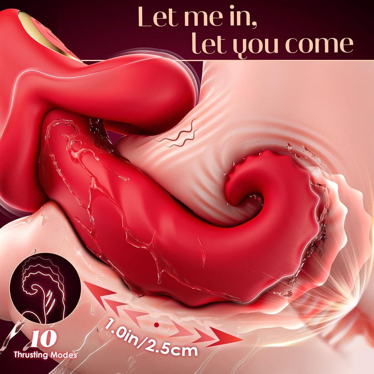 Red silicone rabbit vibrator, photo 2