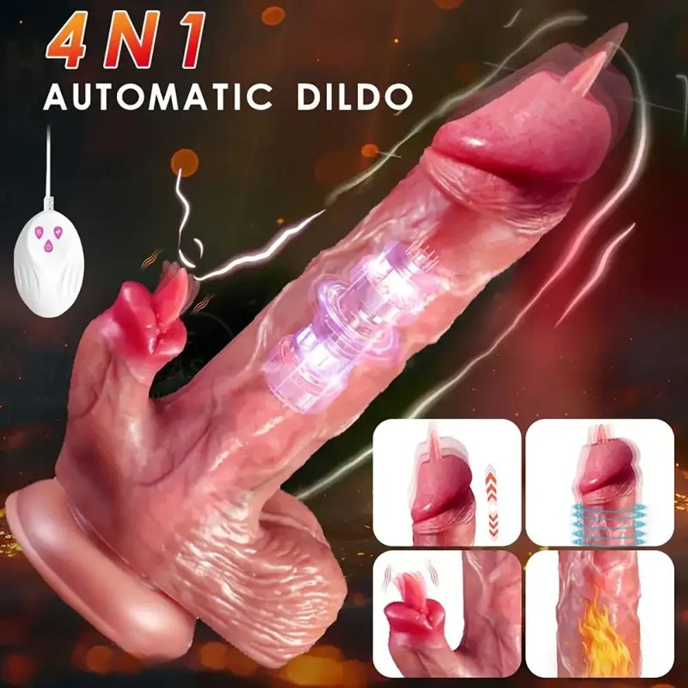 Flesh-toned silicone vibrating thrusting dildo, photo 2