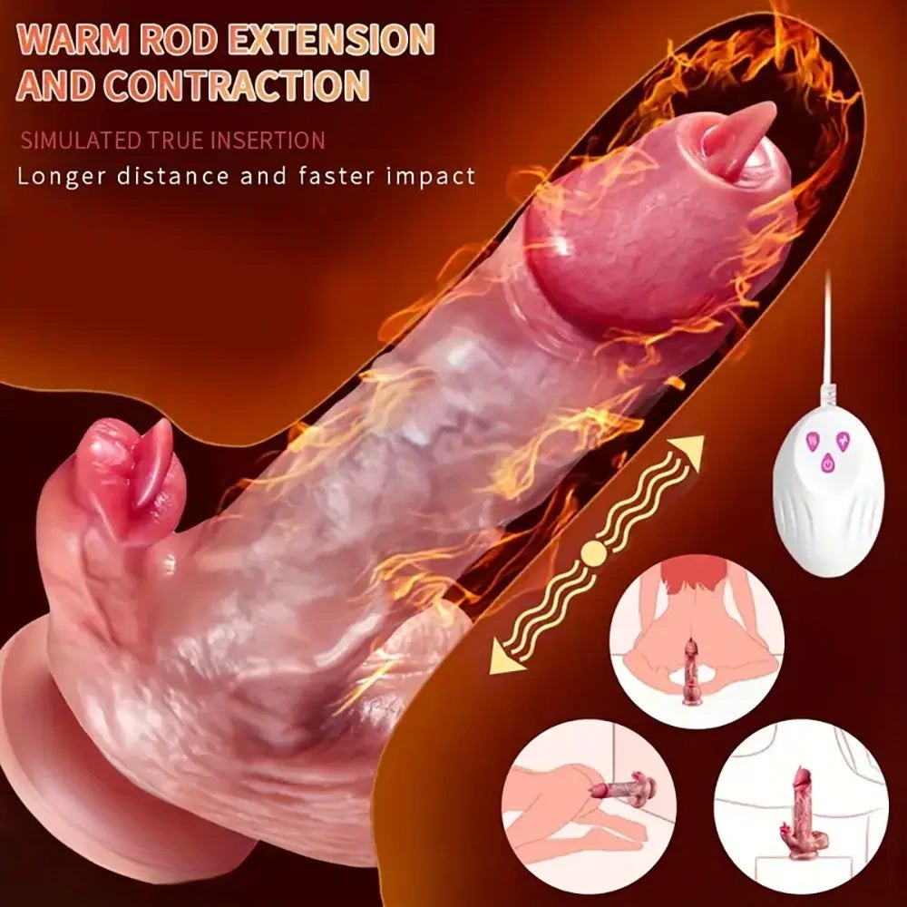 Flesh-toned silicone vibrating thrusting dildo, photo 3