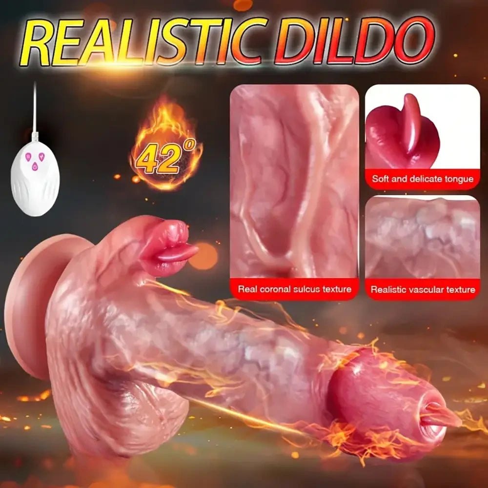 Flesh-toned silicone vibrating thrusting dildo, photo 6