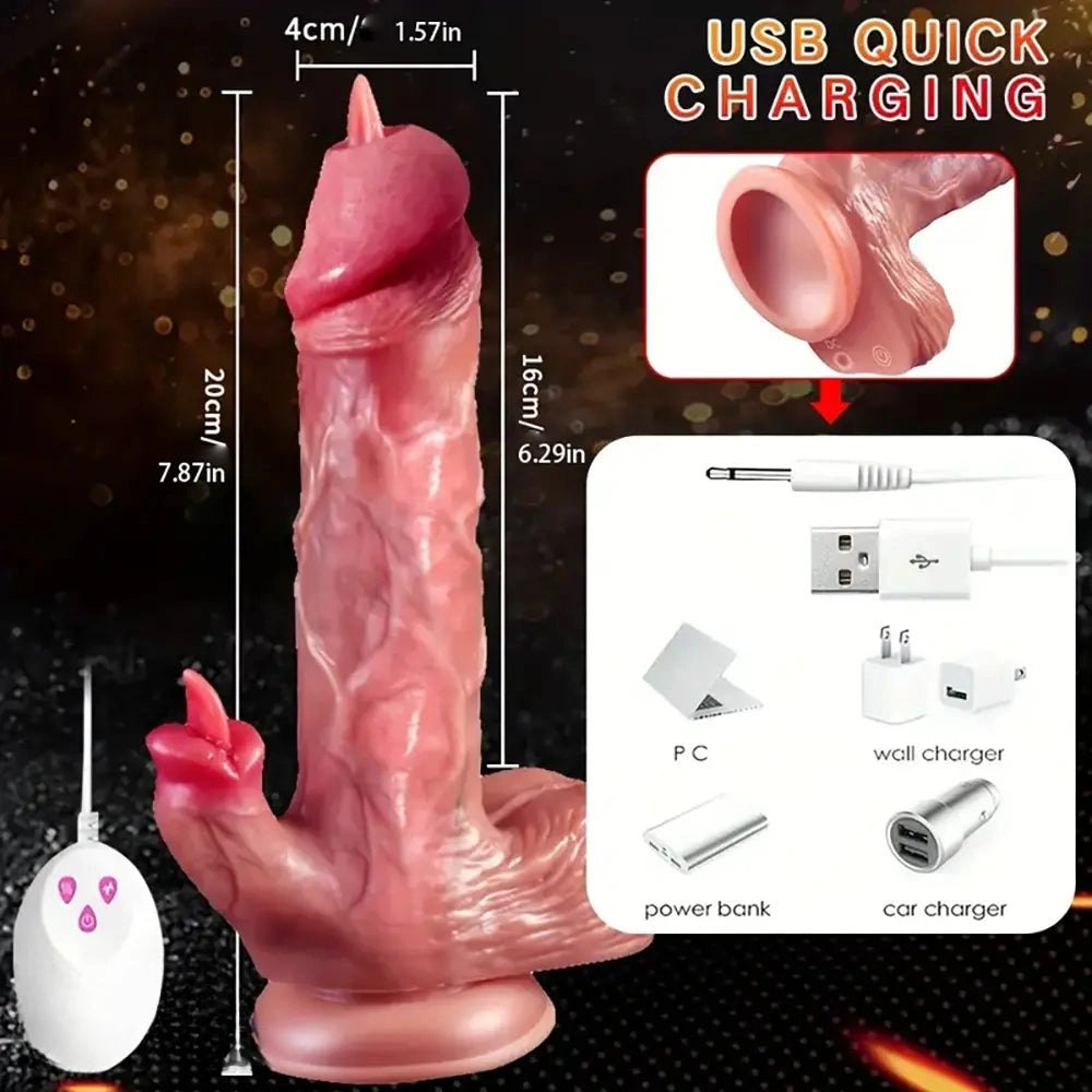 Flesh-toned silicone vibrating thrusting dildo, photo 7
