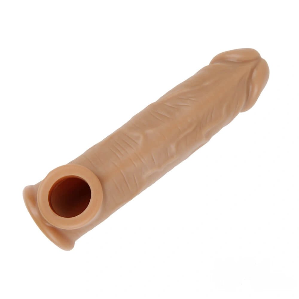 Flesh lifelike penis extension sleeve, photo 11