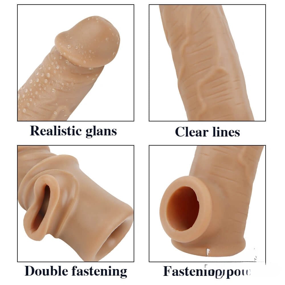 Flesh lifelike penis extension sleeve, photo 14