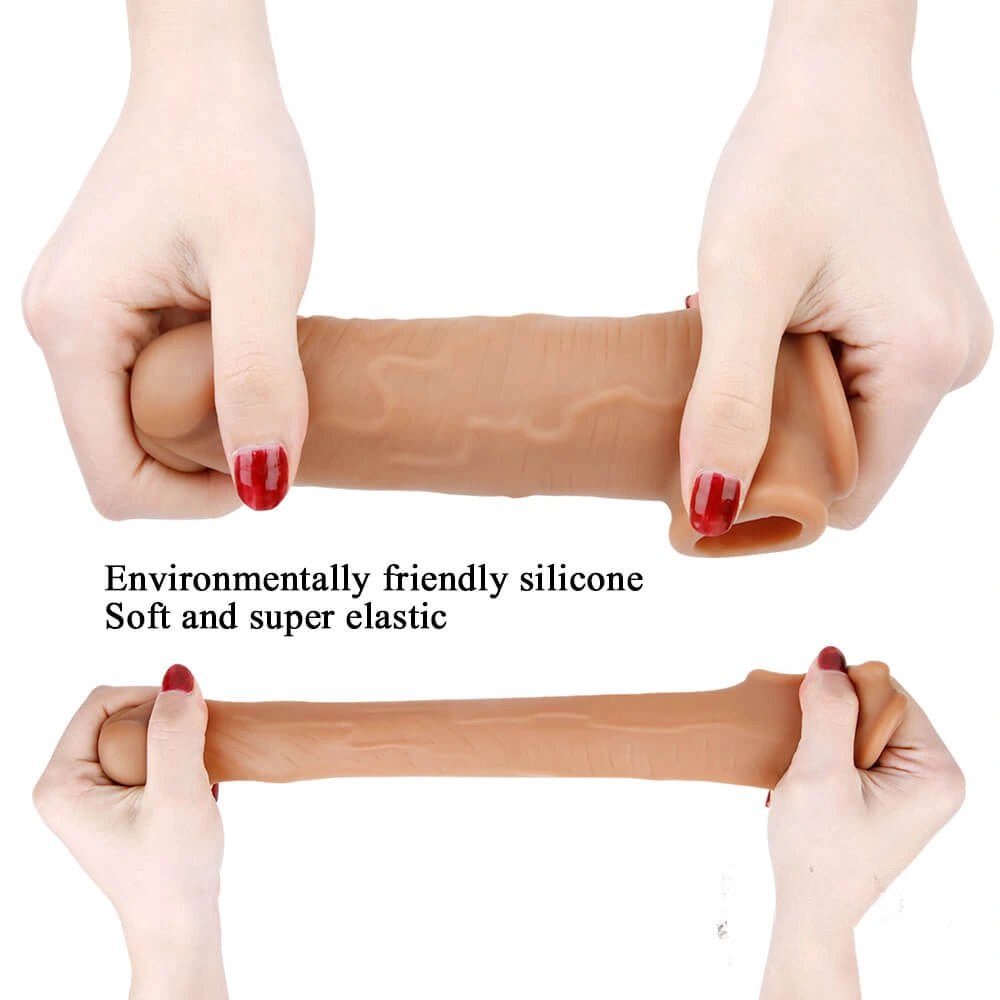 Flesh lifelike penis extension sleeve, photo 9