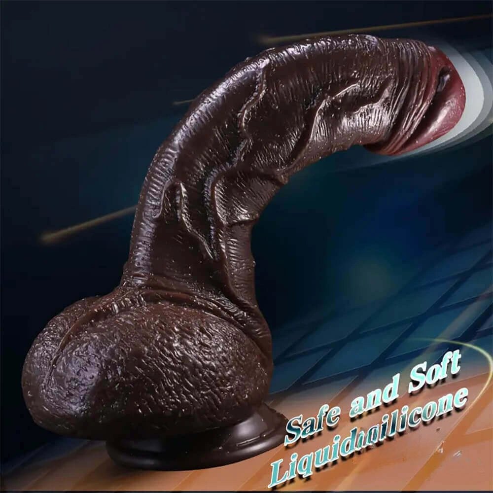 Lifelike silicone suction cup dildo with veins, photo 4