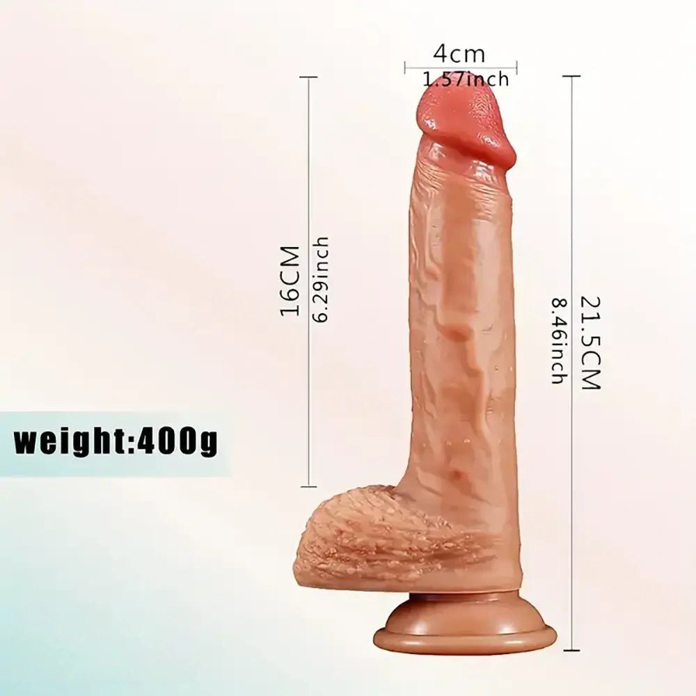 Brown lifelike suction cup dildo with textured balls, photo 3