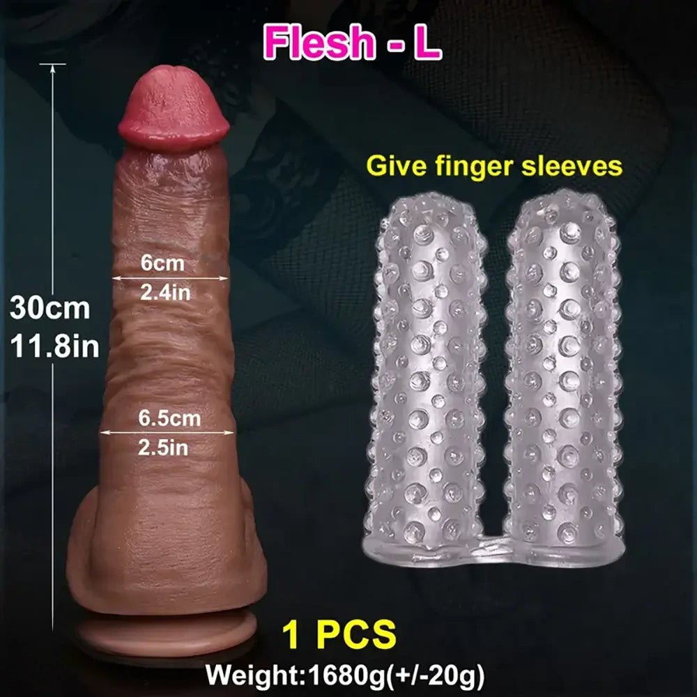 Brown lifelike double-layer silicone dildo