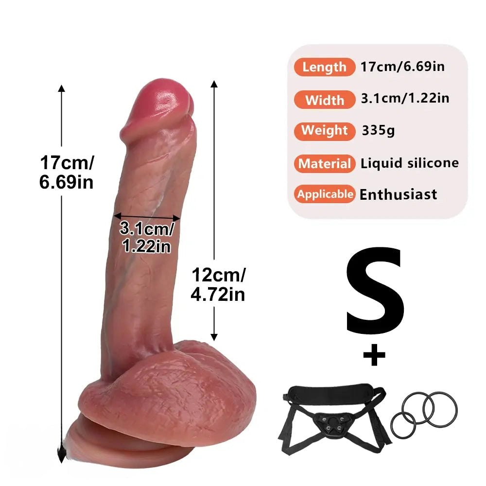 Flesh lifelike suction cup silicone dildo, photo 16