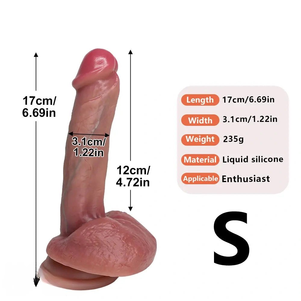 Flesh lifelike suction cup silicone dildo, photo 18
