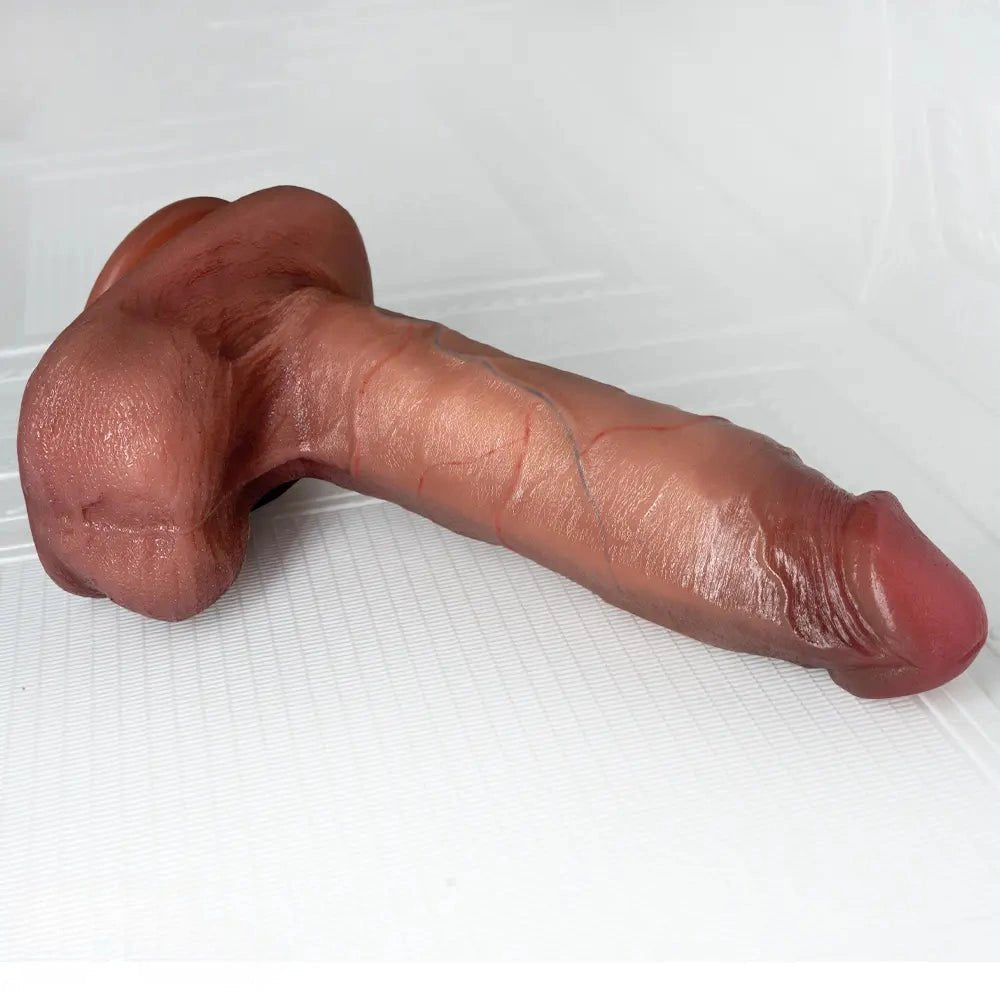 Flesh lifelike suction cup silicone dildo, photo 4
