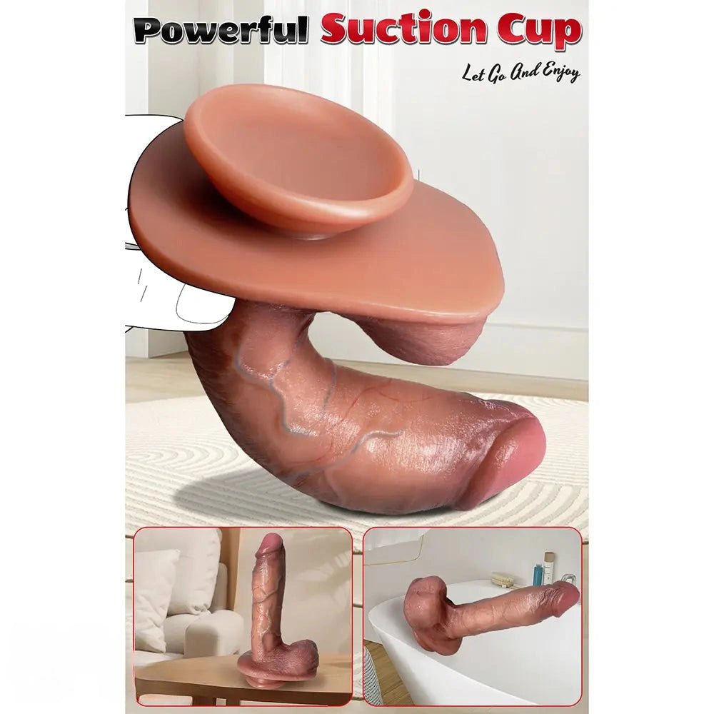 Flesh lifelike suction cup silicone dildo, photo 8