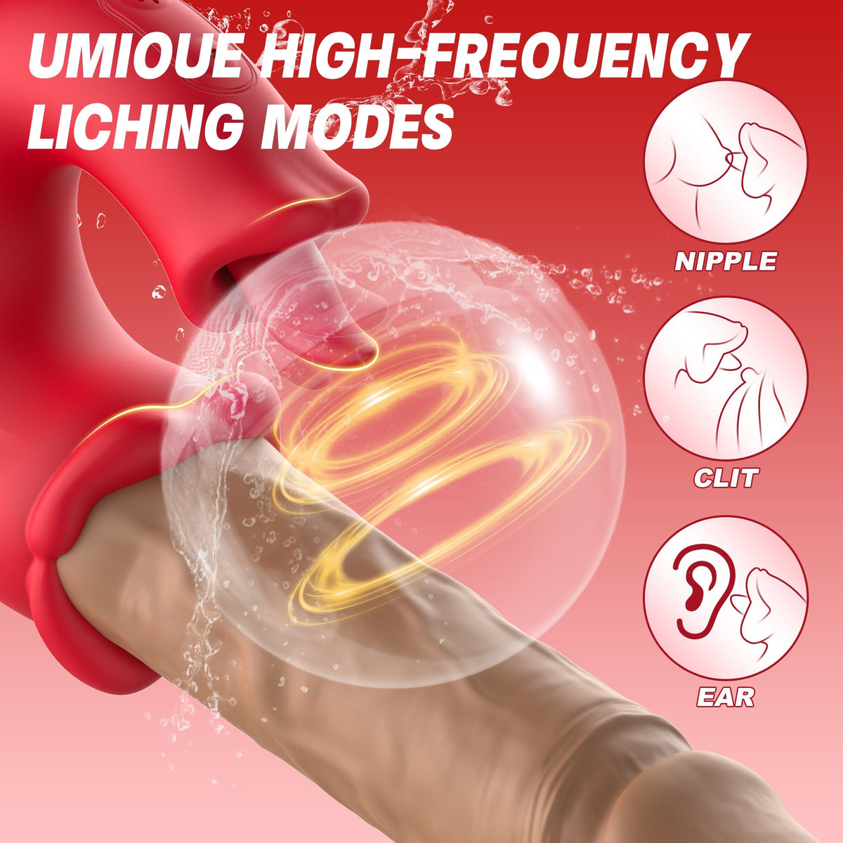 Red and flesh-tone tongue g-spot vibrator, photo 3