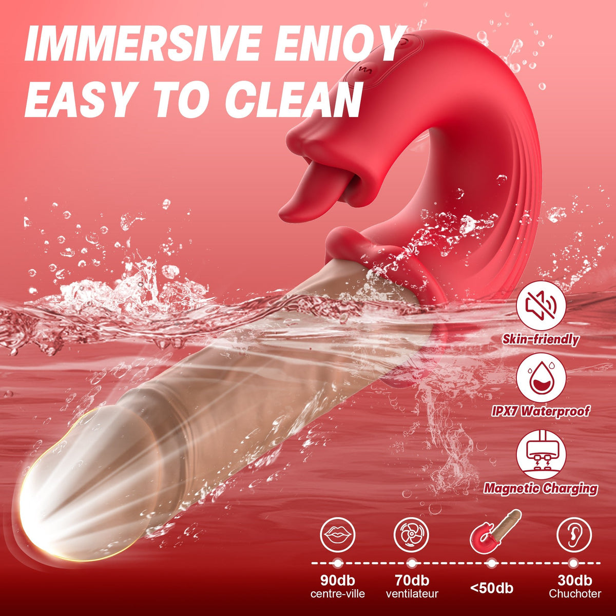 Red and flesh-tone tongue g-spot vibrator, photo 4