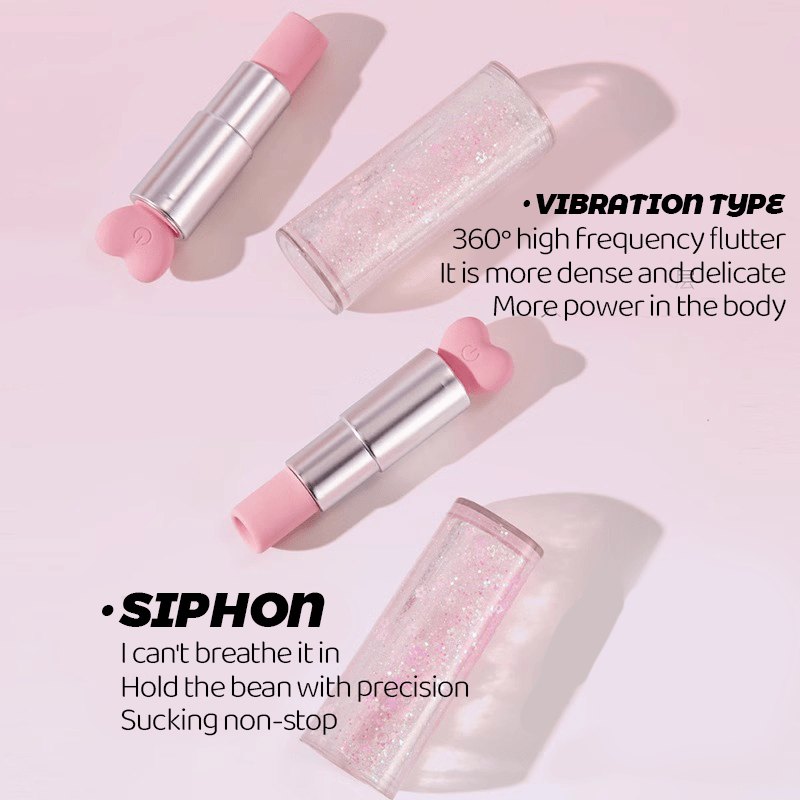 Pink lipstick-shaped clitoral suction vibrator, photo 3