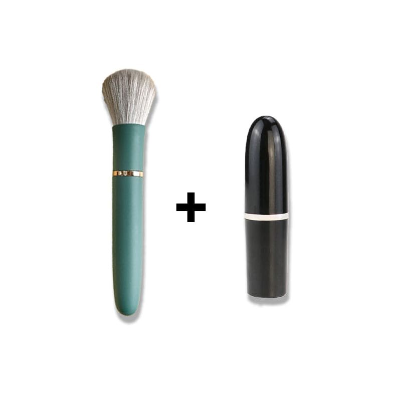 Brush 2.0 (Green)+Lipstick Vibrator lipstick bullet vibrator with makeup brush set