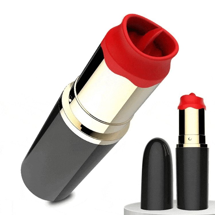 Black and red lipstick-shaped clit stimulator, photo 1