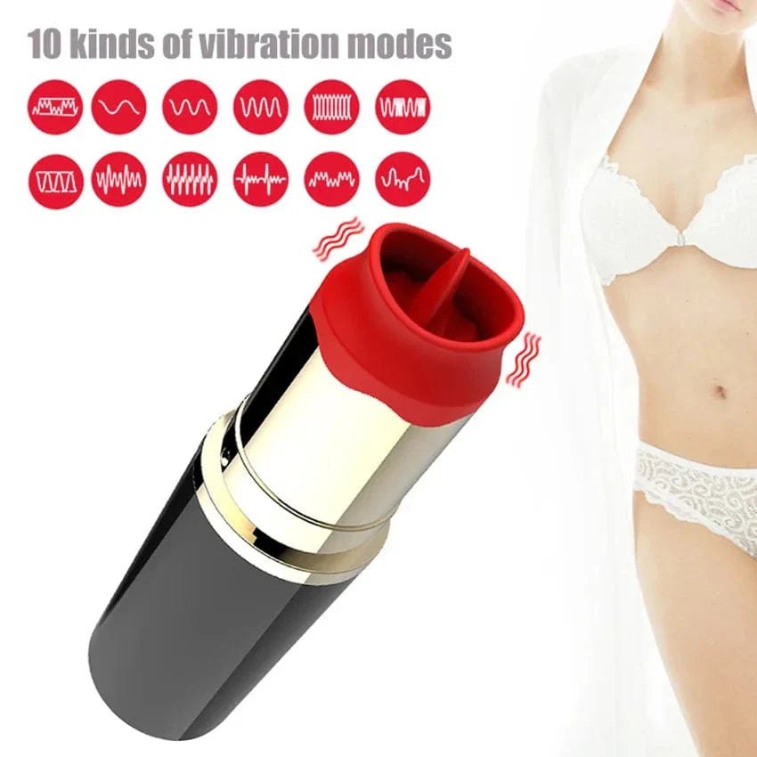 Black and red lipstick-shaped clit stimulator, photo 2