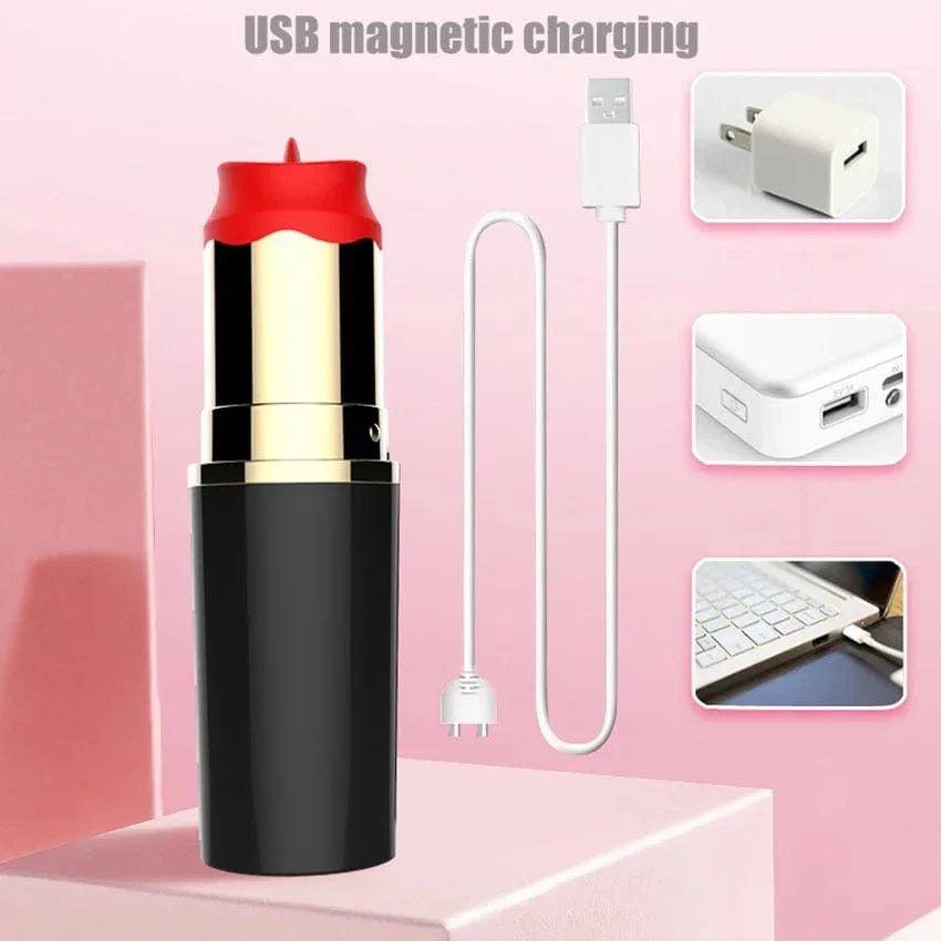 Black and red lipstick-shaped clit stimulator, photo 4
