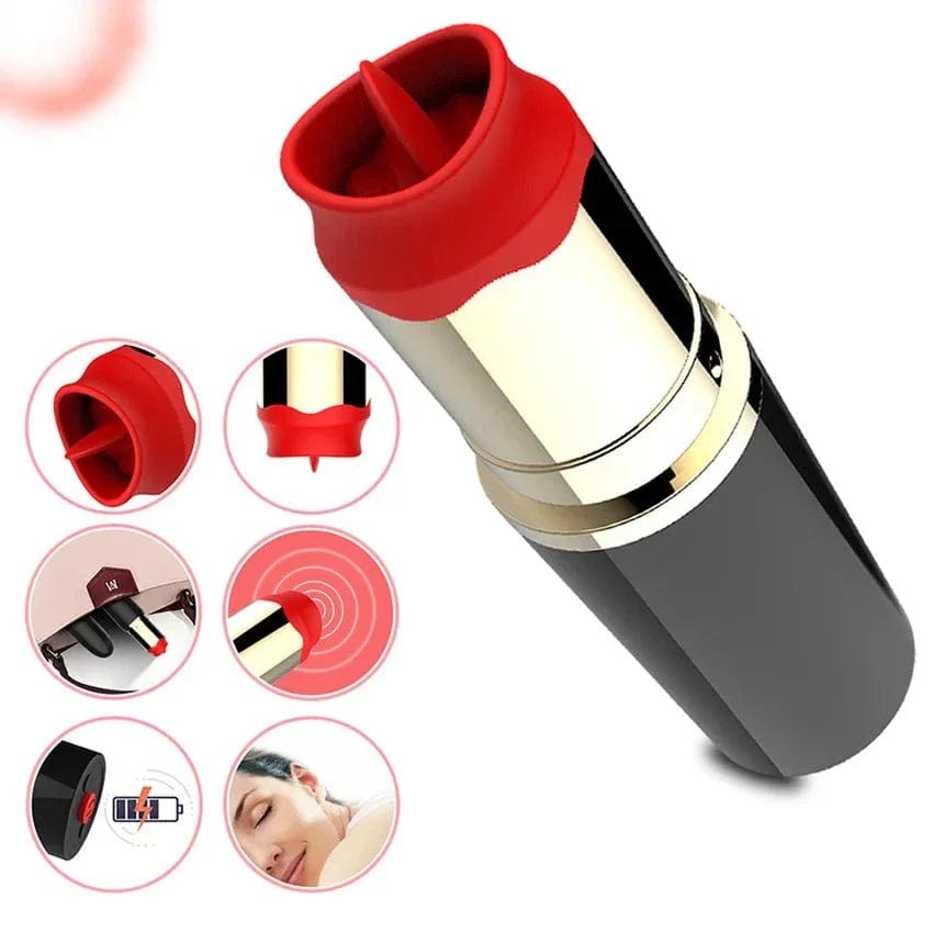Black and red lipstick-shaped clit stimulator, photo 5