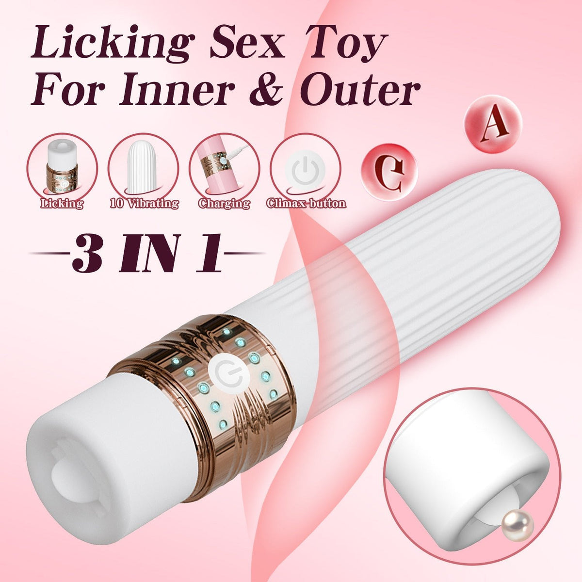 Lipstick shaped licking clitoral vibrator, photo 2
