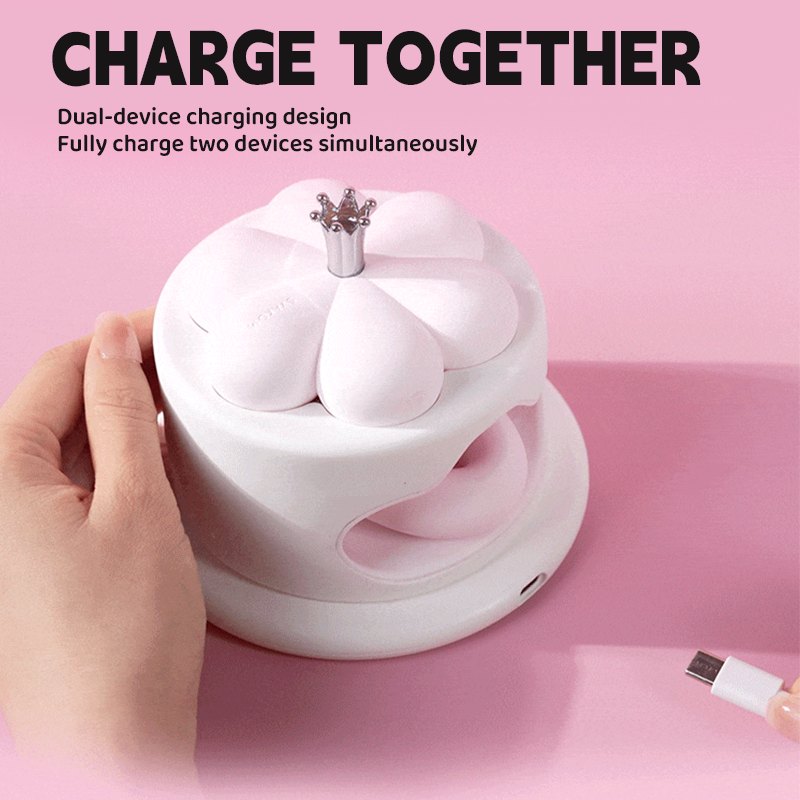 Pink suction and vibration set with charging dock, photo 2