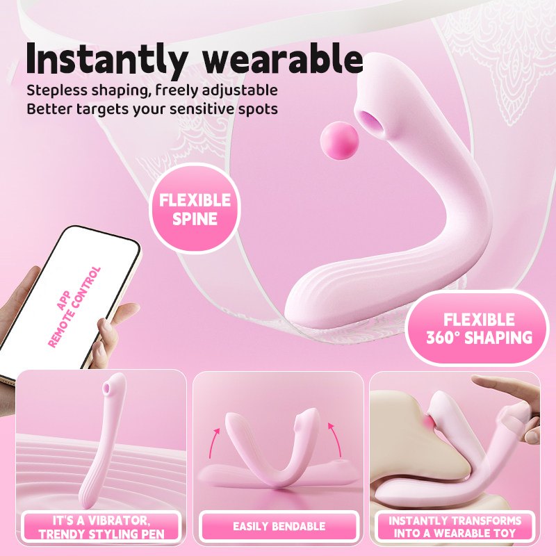 Pink suction and vibration set with charging dock, photo 3