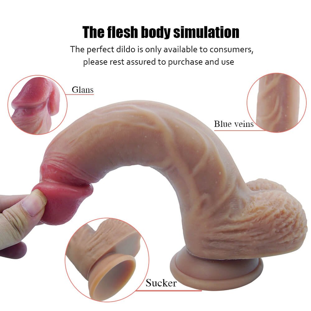 Brown double layer suction cup silicone dildo, photo 4