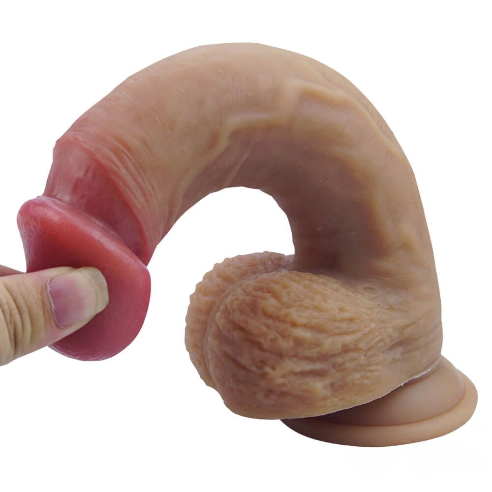 Brown double layer suction cup silicone dildo, photo 6