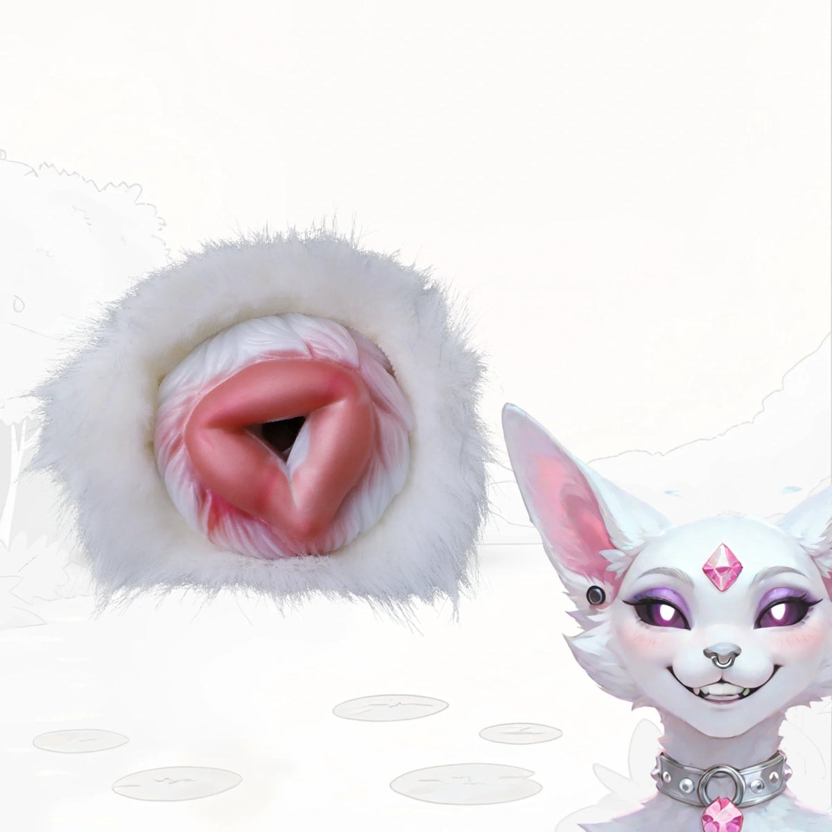 White fur masturbator, triangular entry, photo 1