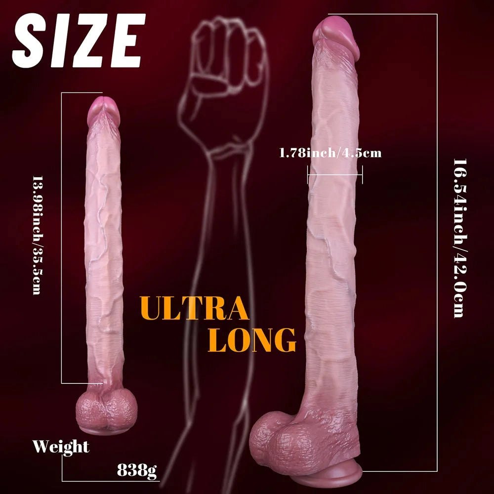 Flesh long realistic silicone dildo