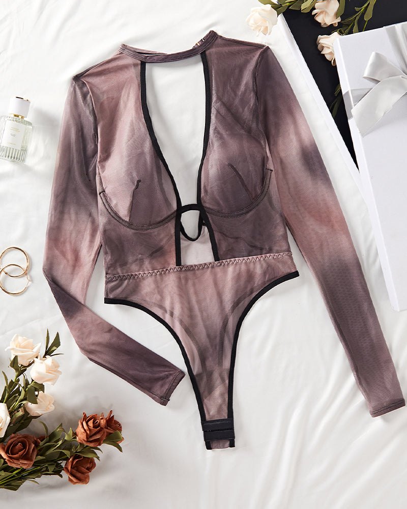 Long sleeve sheer mesh cutout bodysuit, photo 5