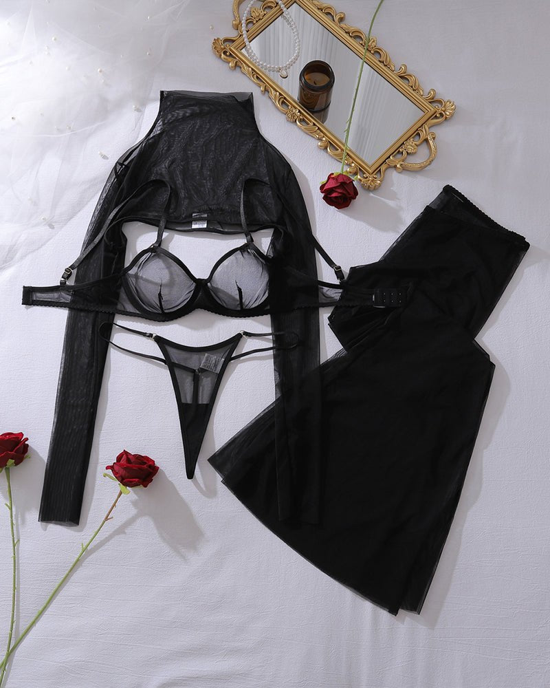 Long sleeve sheer mesh four piece set, photo 5