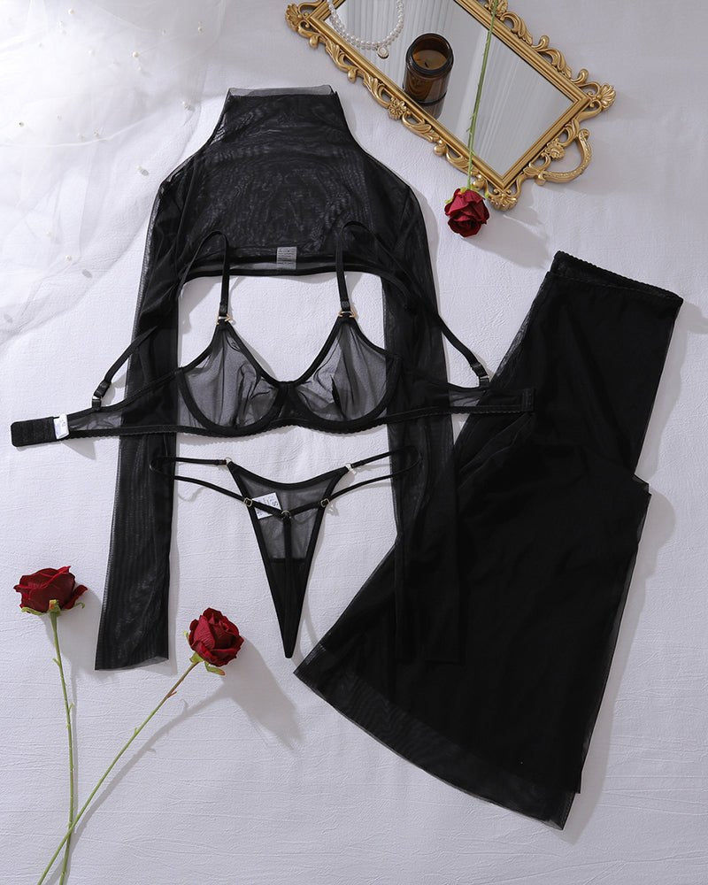 Long sleeve sheer mesh four piece set, photo 6