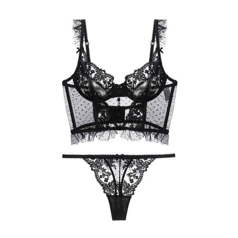 Longline italian lace bra thong set, photo 8
